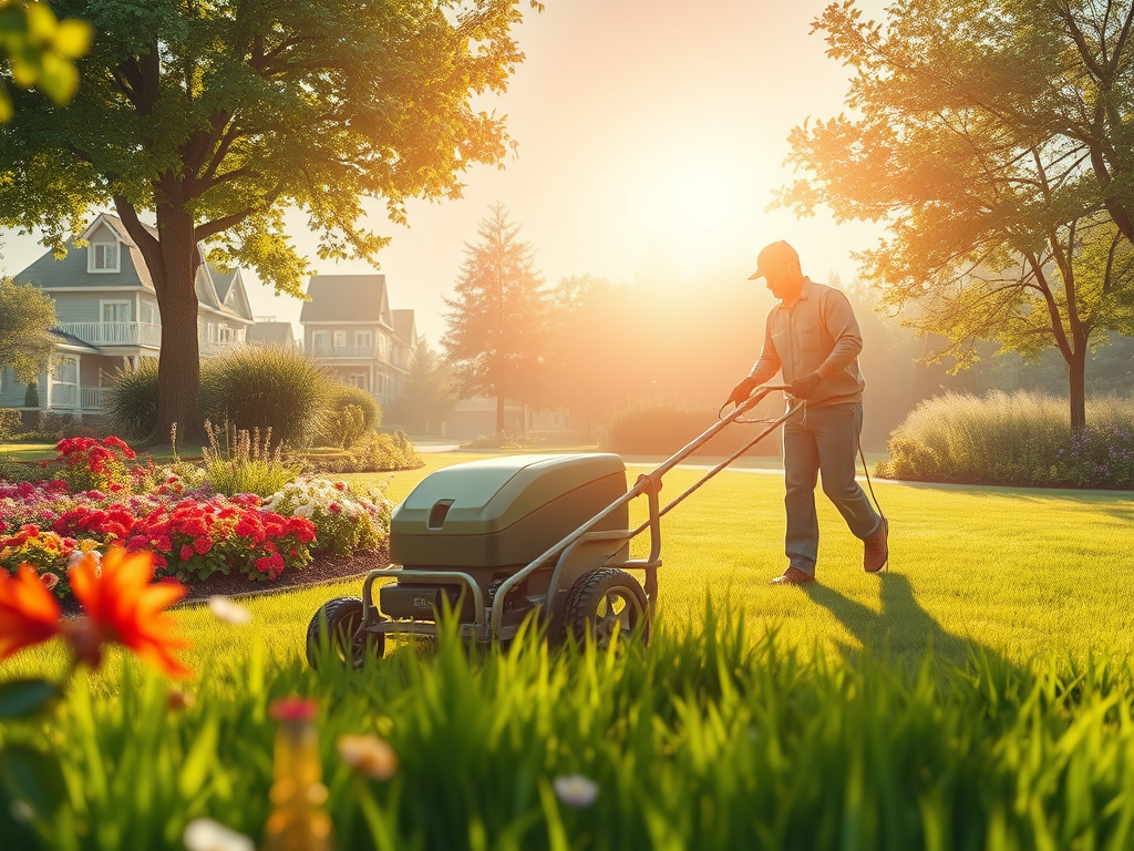 Create a vibrant and immersive image showcasing a beautifully manicured